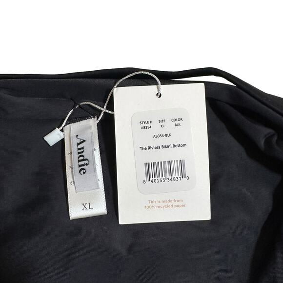 NWT Andie Swim The Riviera Bikini Bottom Black Size XL Beach Pool Travel Summer - Picture 7 of 7
